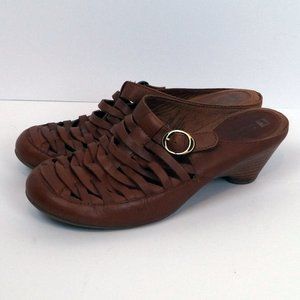 White Mountain Woven Leather Clog Mule